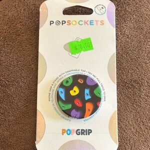 PopSocket PopGrip with Swappable Top - Black and Colorful Design